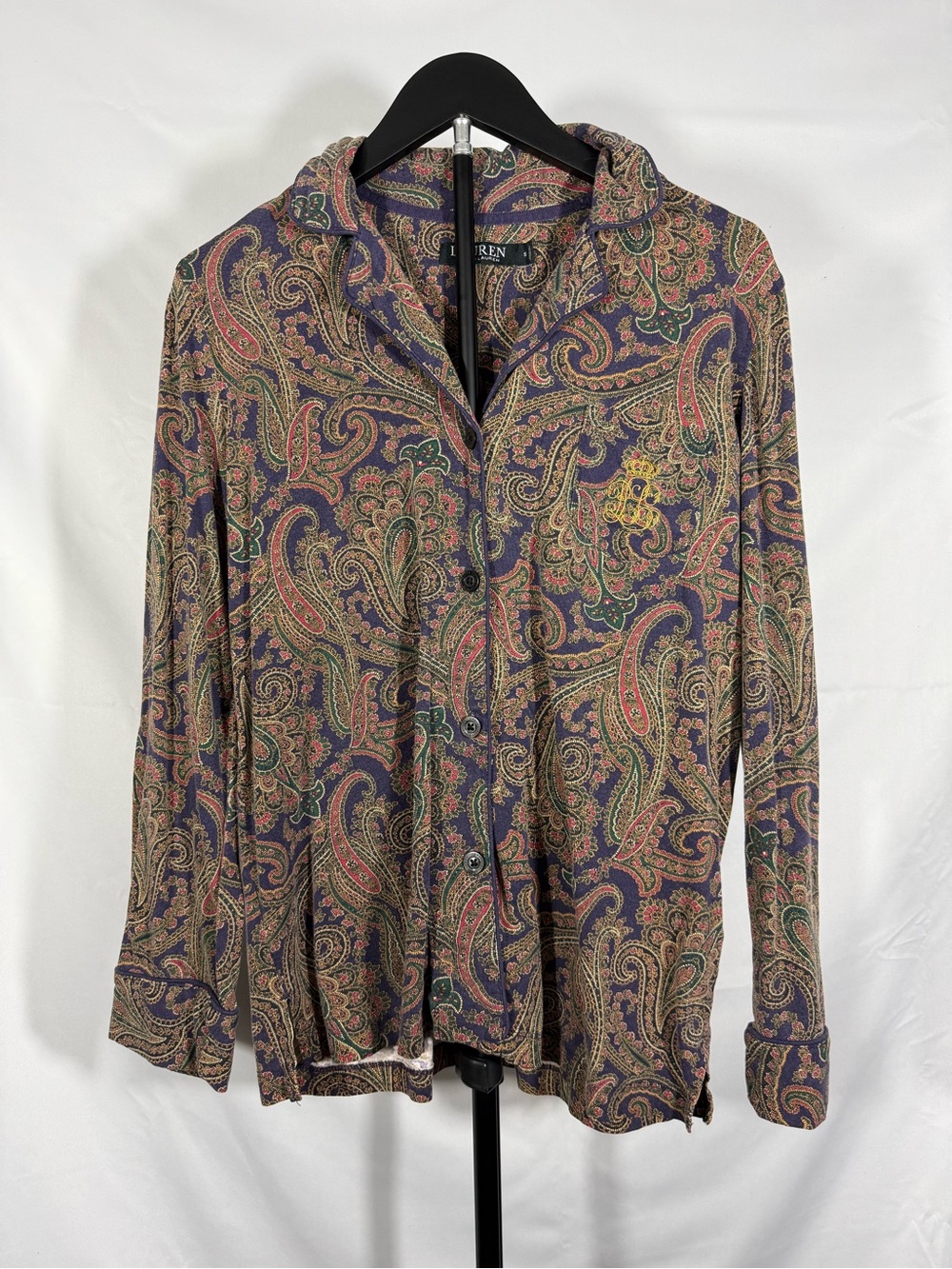 Lauren Ralph Lauren Paisley 2 Piece Pajama Set Small Purple Floral